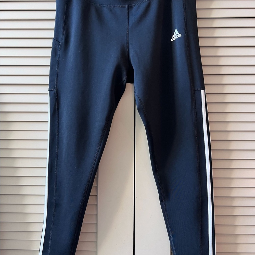 Adidas Kids Dark Blue Leggings with White Stripes